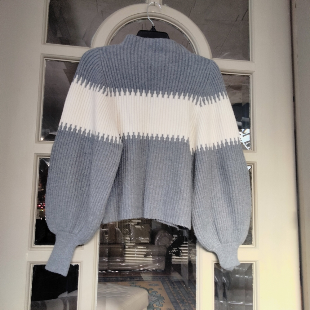 French Connection Blue and White Turtleneck Sweater